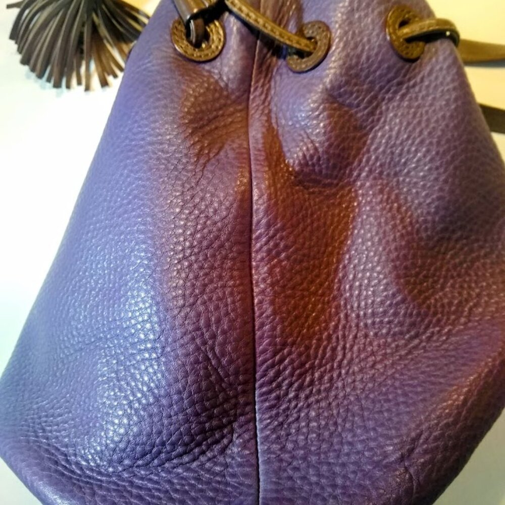 Cole Haan purple-eggplant with chocolate trimmings leather bag - Picture 10 of 16